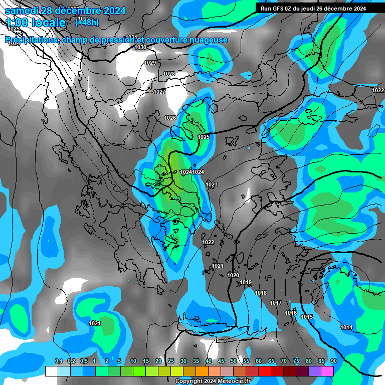 Modele GFS - Carte prvisions 