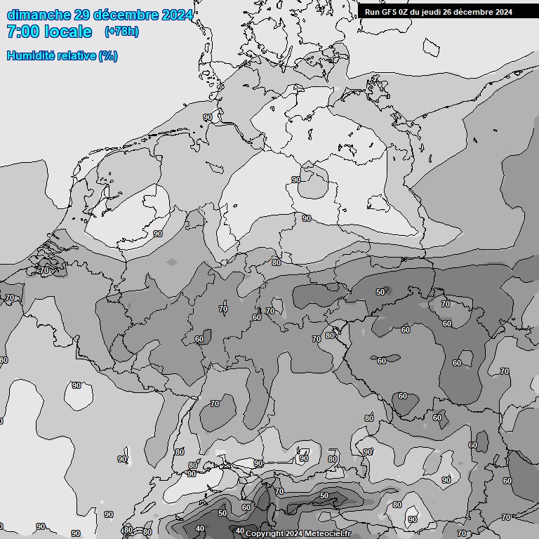 Modele GFS - Carte prvisions 