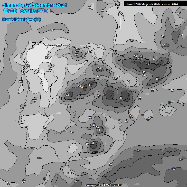 Modele GFS - Carte prvisions 