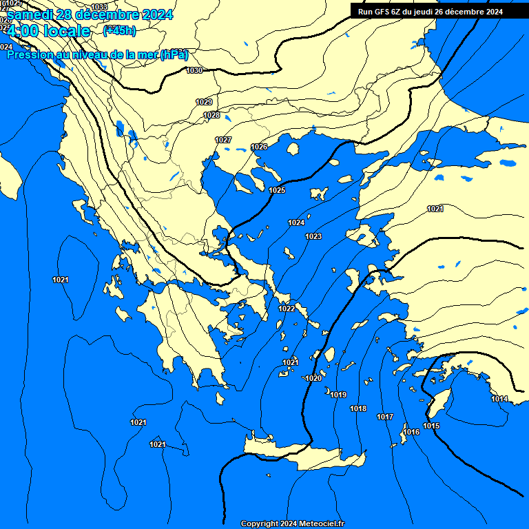 Modele GFS - Carte prvisions 