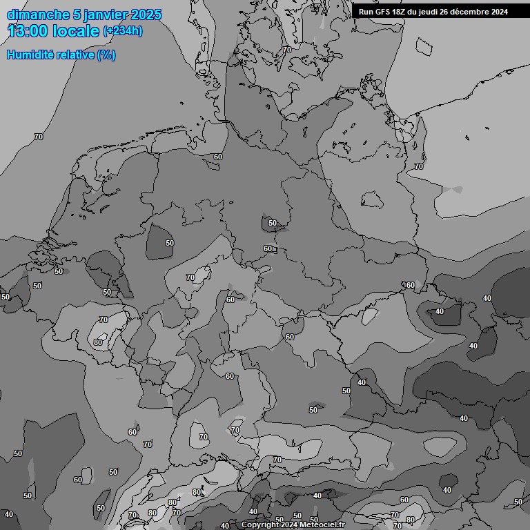 Modele GFS - Carte prvisions 