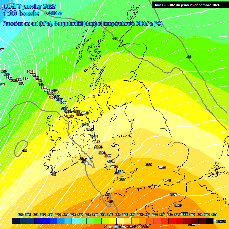 Modele GFS - Carte prvisions 