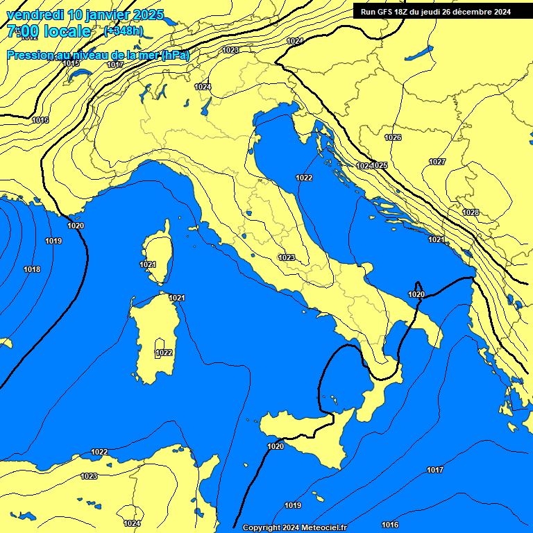 Modele GFS - Carte prvisions 