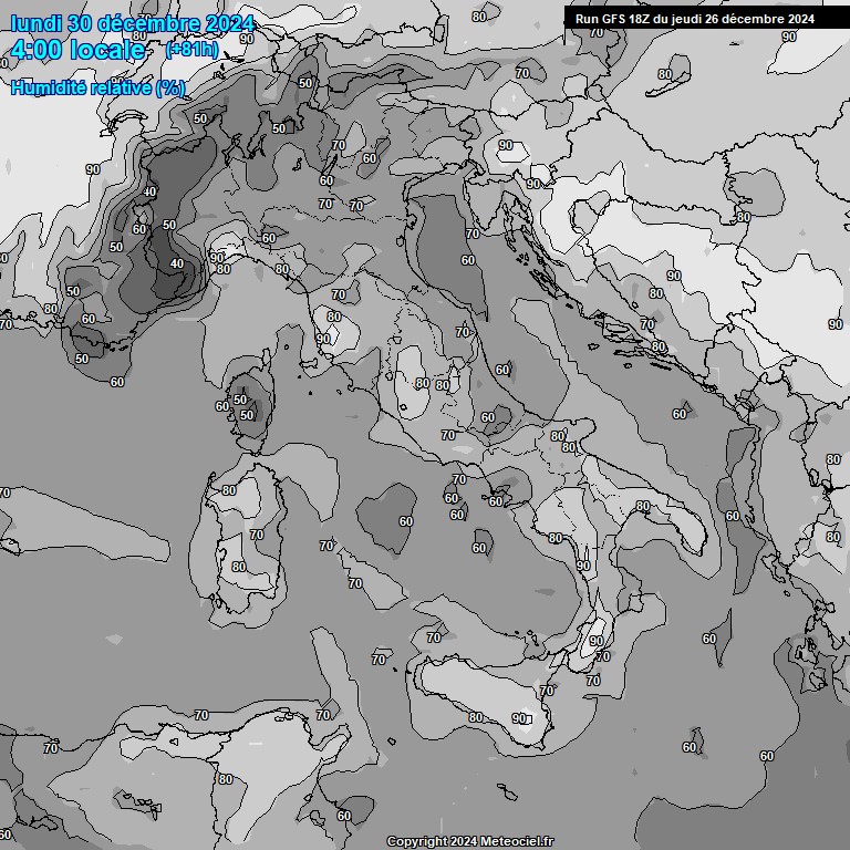 Modele GFS - Carte prvisions 