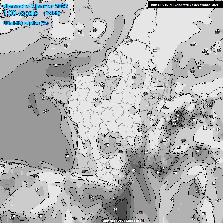 Modele GFS - Carte prvisions 