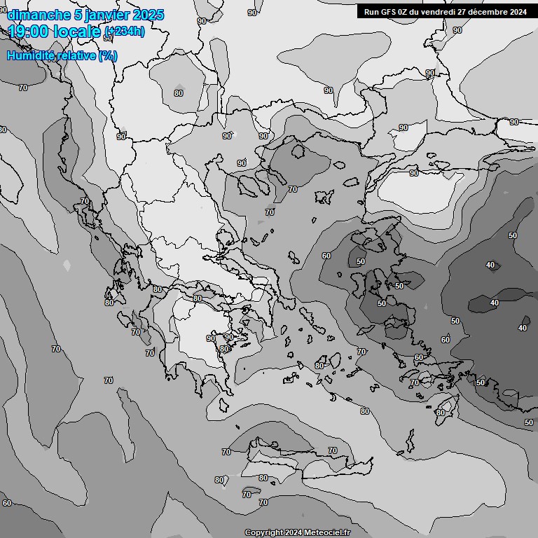 Modele GFS - Carte prvisions 