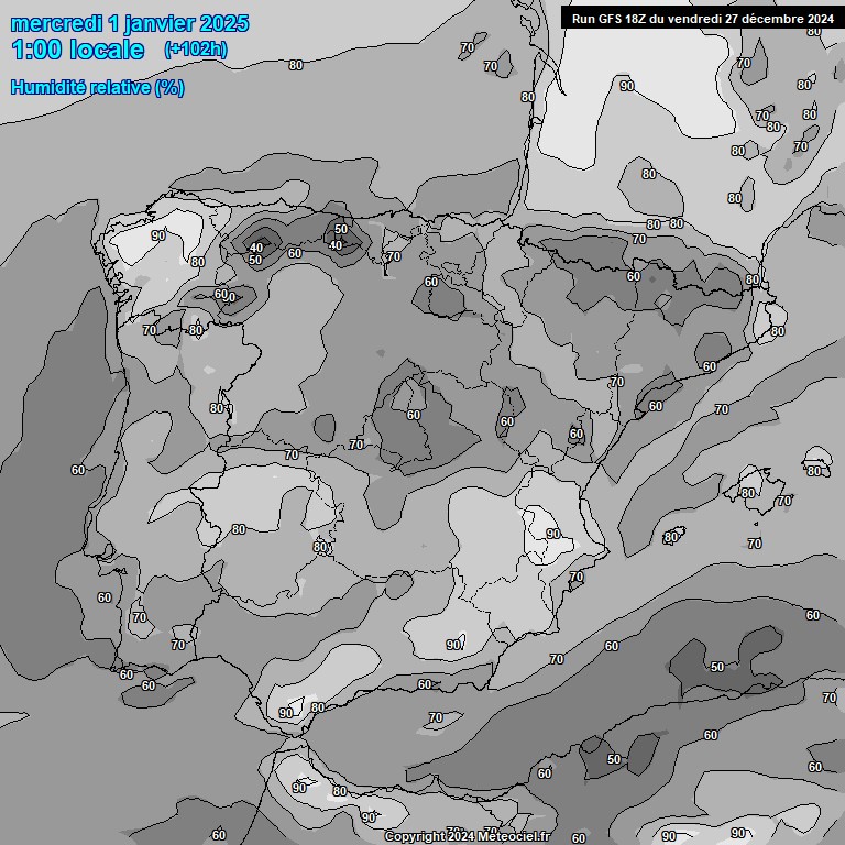 Modele GFS - Carte prvisions 