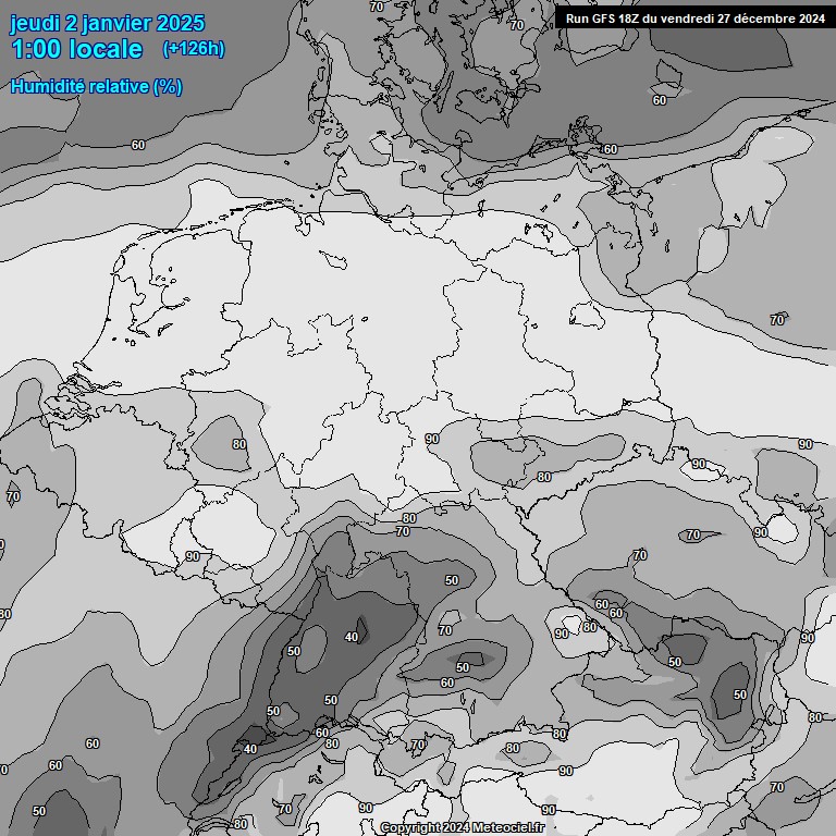 Modele GFS - Carte prvisions 