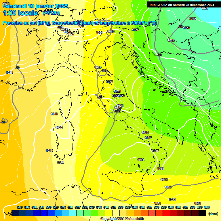 Modele GFS - Carte prvisions 