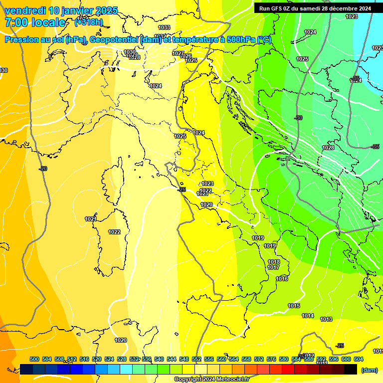 Modele GFS - Carte prvisions 