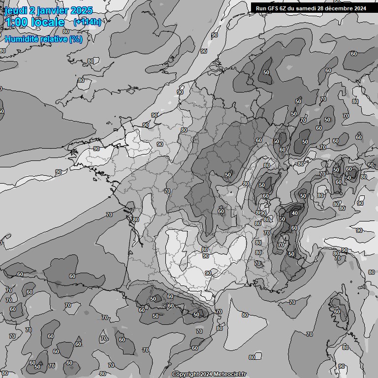 Modele GFS - Carte prvisions 