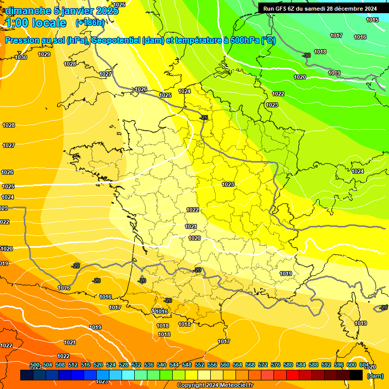 Modele GFS - Carte prvisions 