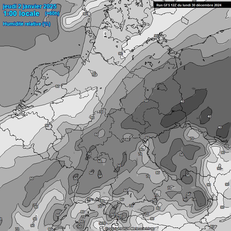 Modele GFS - Carte prvisions 