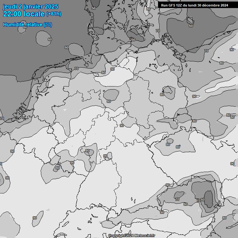 Modele GFS - Carte prvisions 