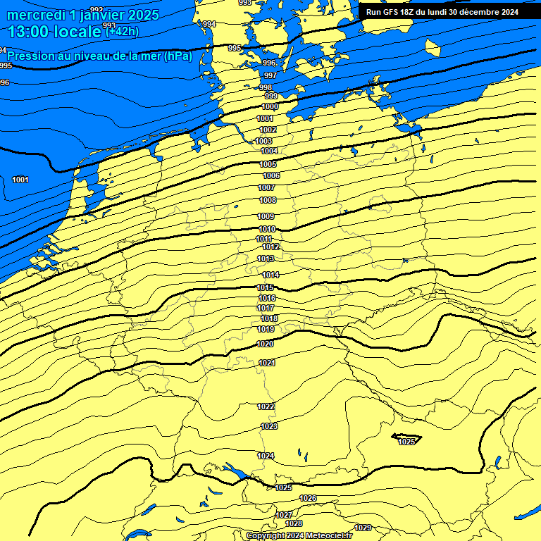 Modele GFS - Carte prvisions 