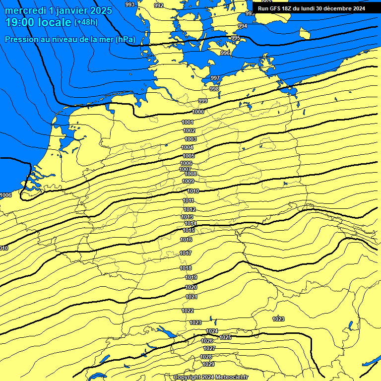 Modele GFS - Carte prvisions 