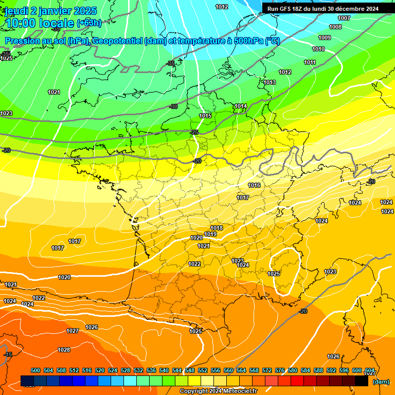 Modele GFS - Carte prvisions 