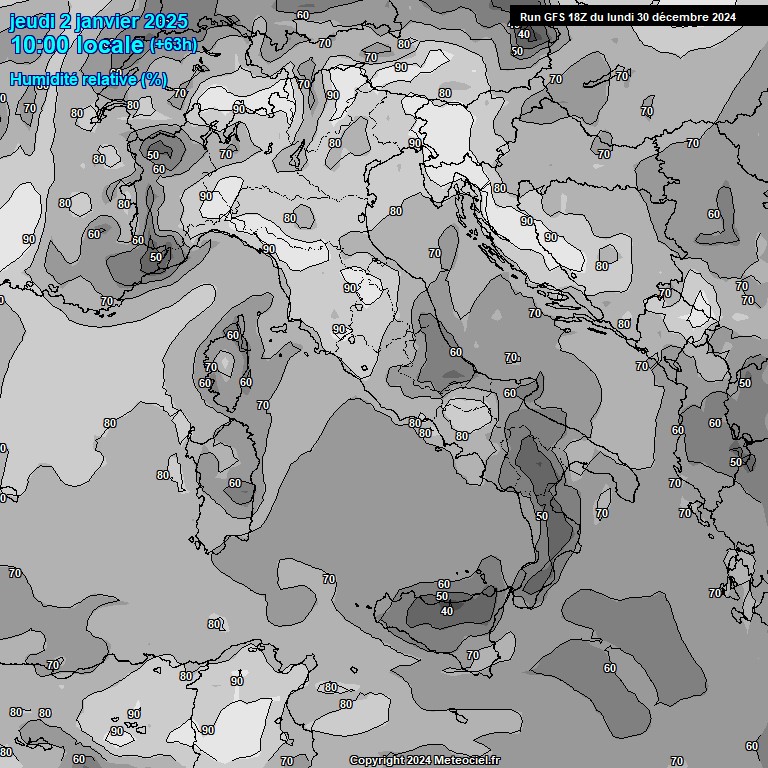 Modele GFS - Carte prvisions 