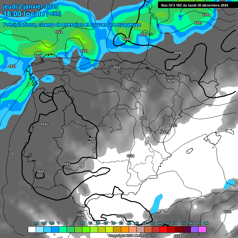 Modele GFS - Carte prvisions 