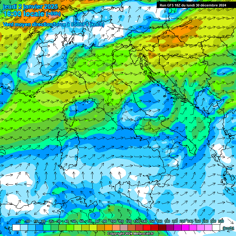 Modele GFS - Carte prvisions 