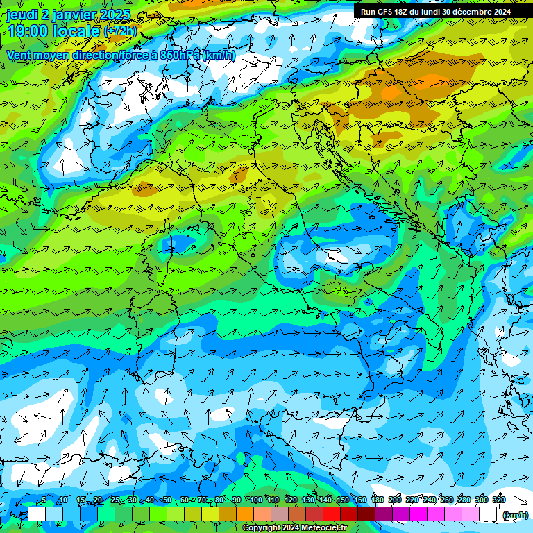 Modele GFS - Carte prvisions 