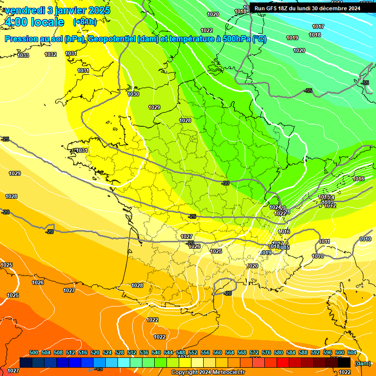 Modele GFS - Carte prvisions 