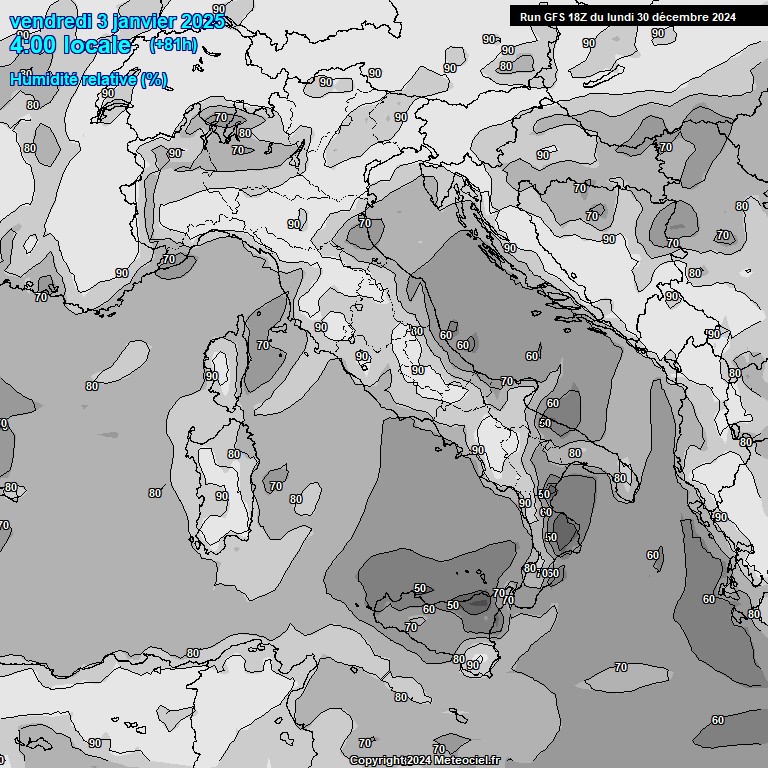 Modele GFS - Carte prvisions 