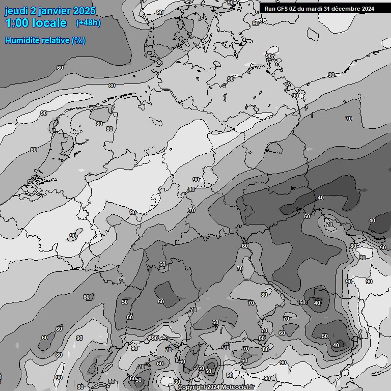 Modele GFS - Carte prvisions 