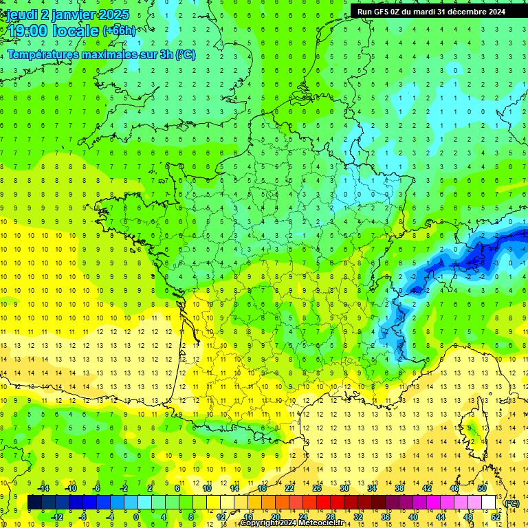 Modele GFS - Carte prvisions 