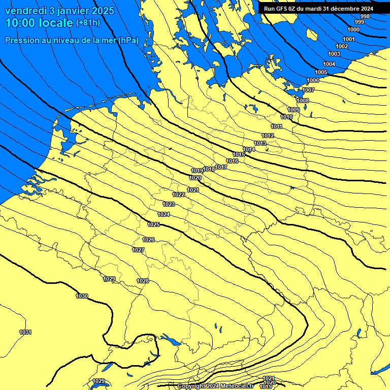 Modele GFS - Carte prvisions 