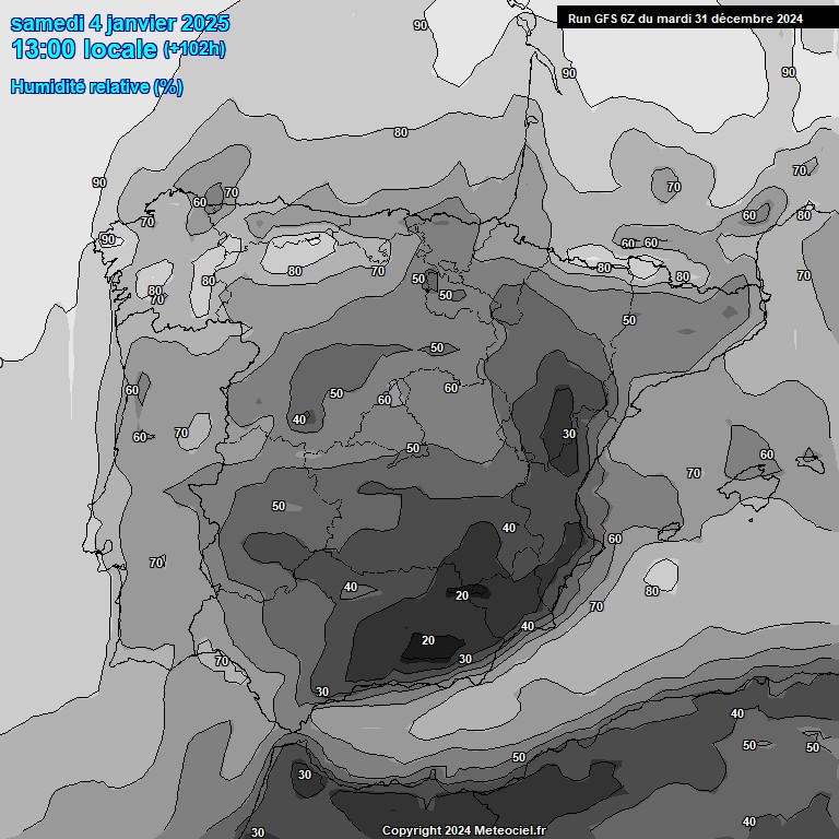 Modele GFS - Carte prvisions 