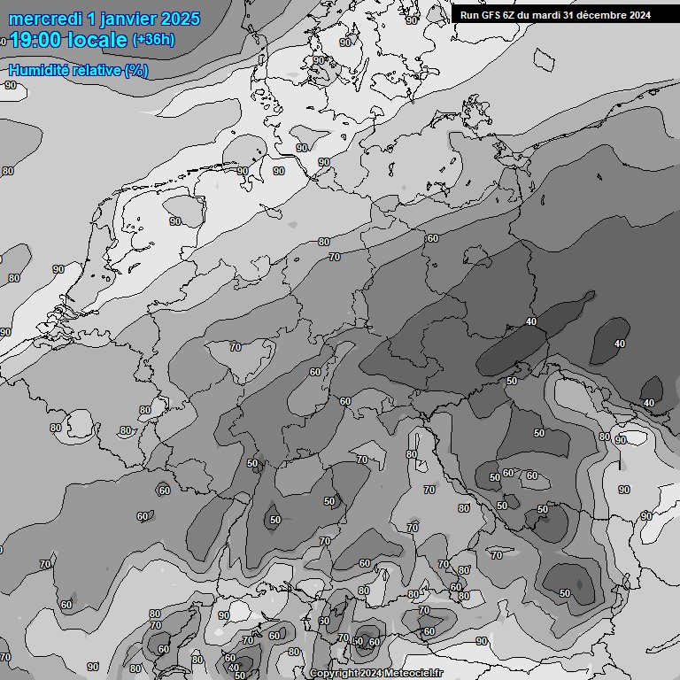 Modele GFS - Carte prvisions 