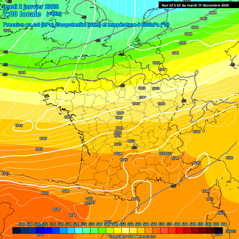 Modele GFS - Carte prvisions 