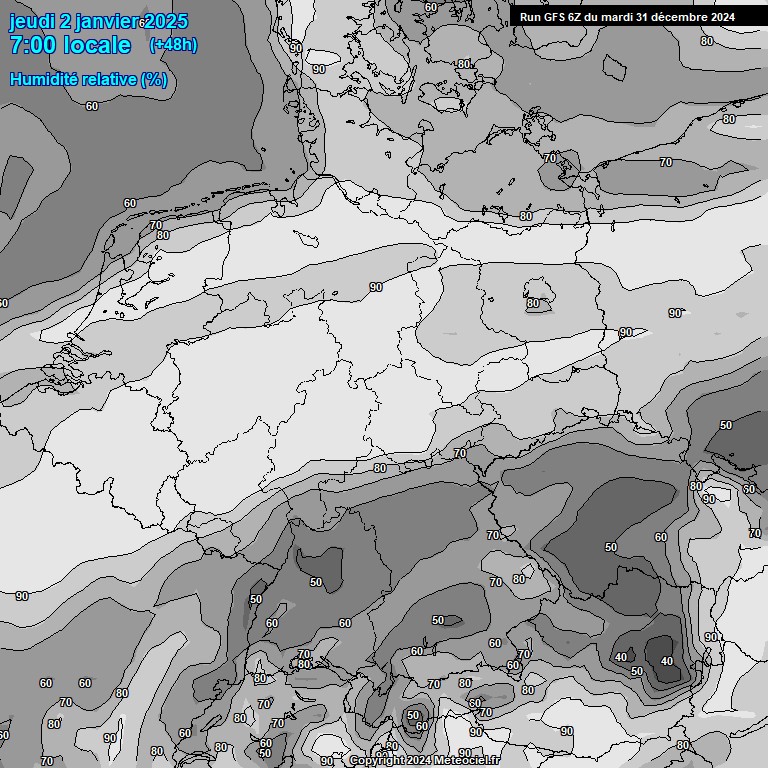 Modele GFS - Carte prvisions 