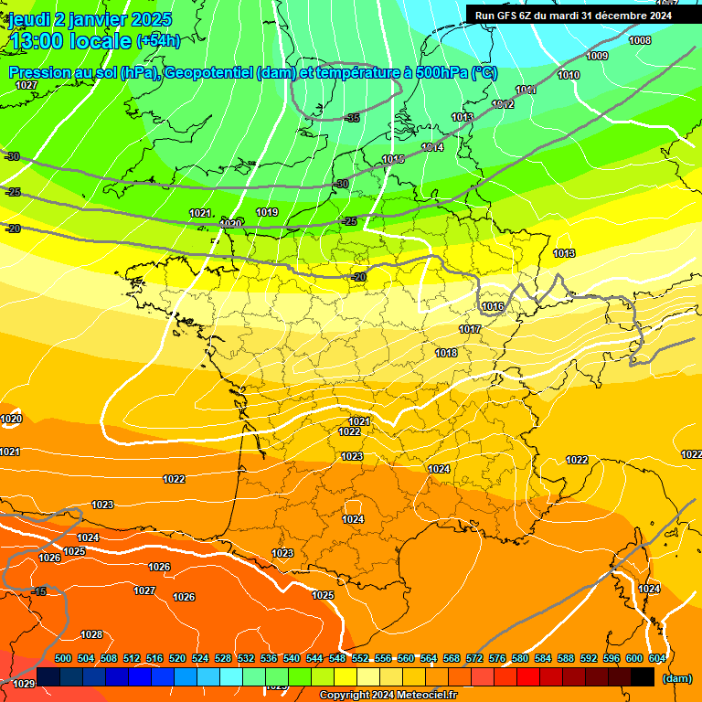 Modele GFS - Carte prvisions 