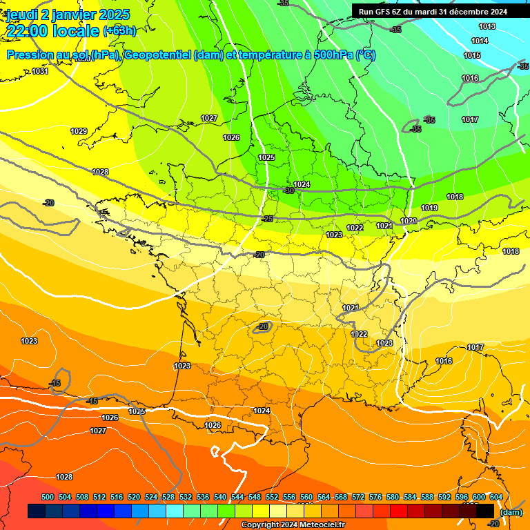 Modele GFS - Carte prvisions 