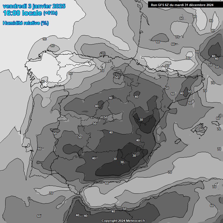 Modele GFS - Carte prvisions 