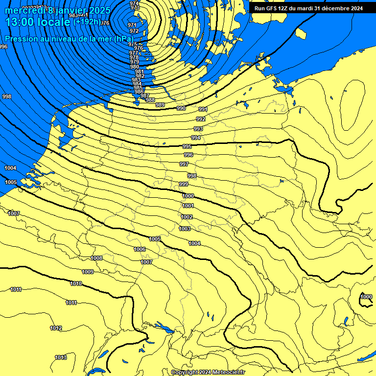 Modele GFS - Carte prvisions 