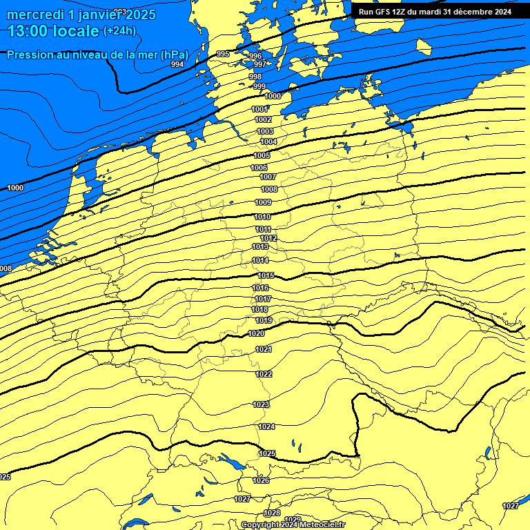 Modele GFS - Carte prvisions 