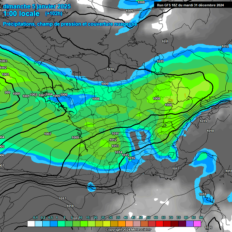 Modele GFS - Carte prvisions 