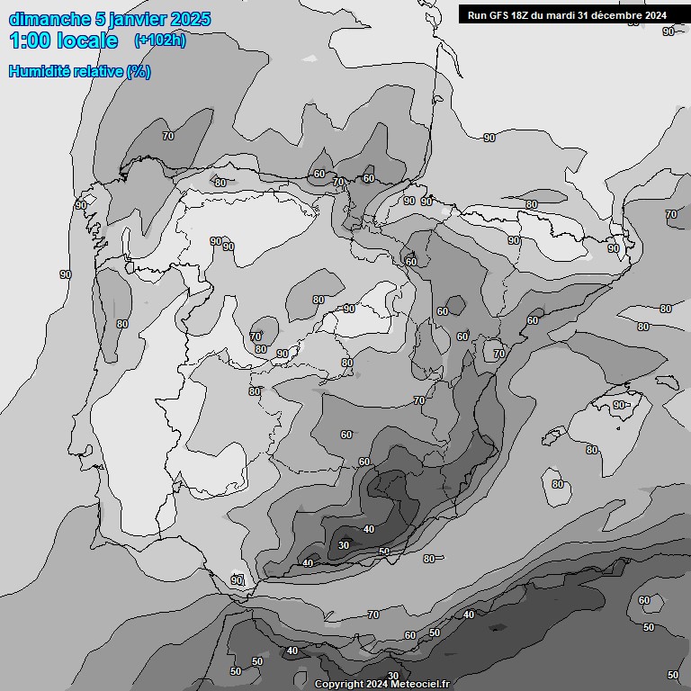 Modele GFS - Carte prvisions 