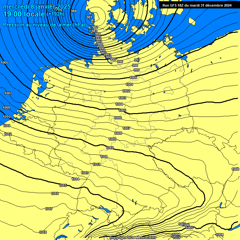 Modele GFS - Carte prvisions 