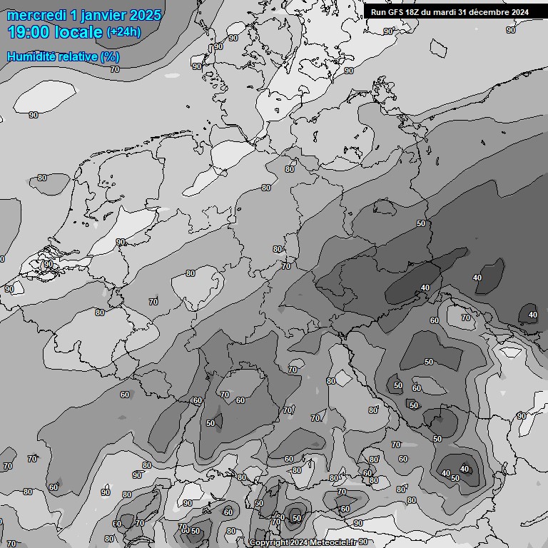 Modele GFS - Carte prvisions 