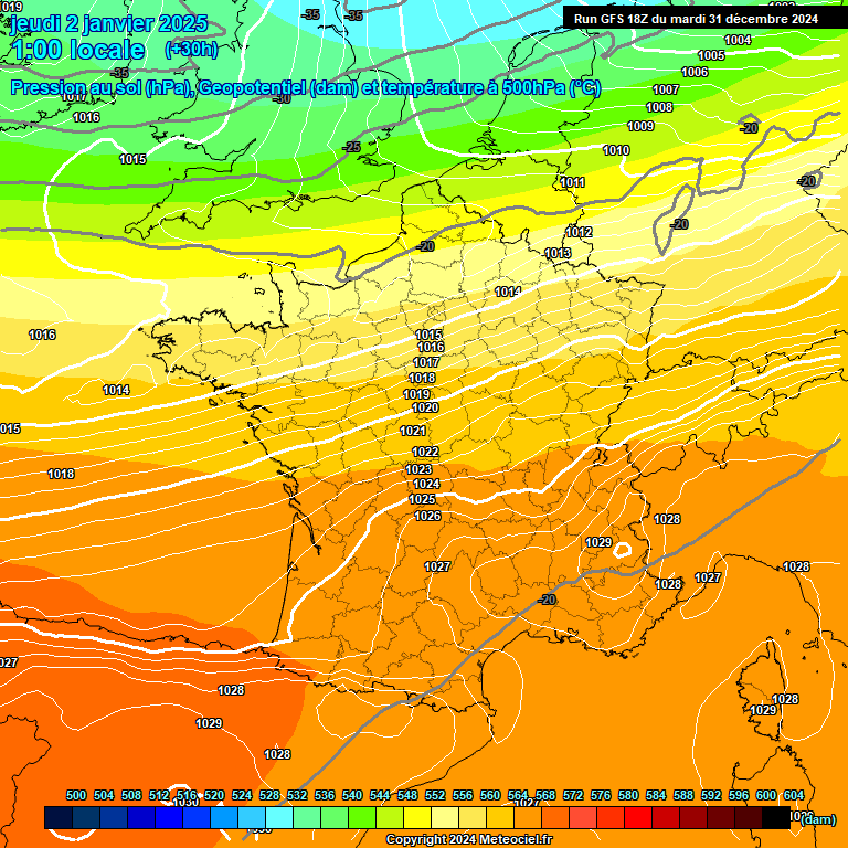 Modele GFS - Carte prvisions 