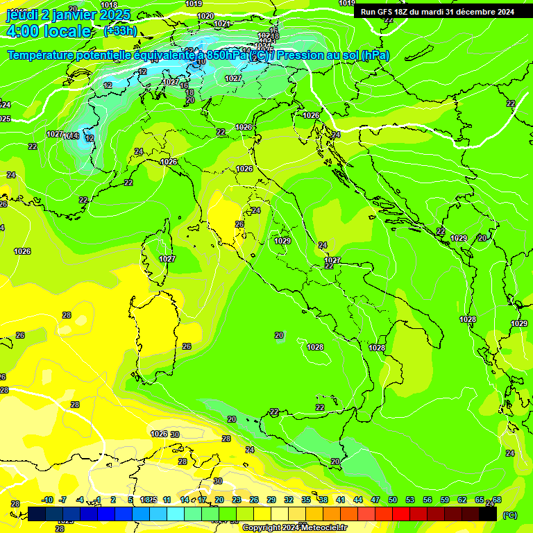 Modele GFS - Carte prvisions 