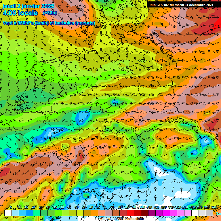 Modele GFS - Carte prvisions 