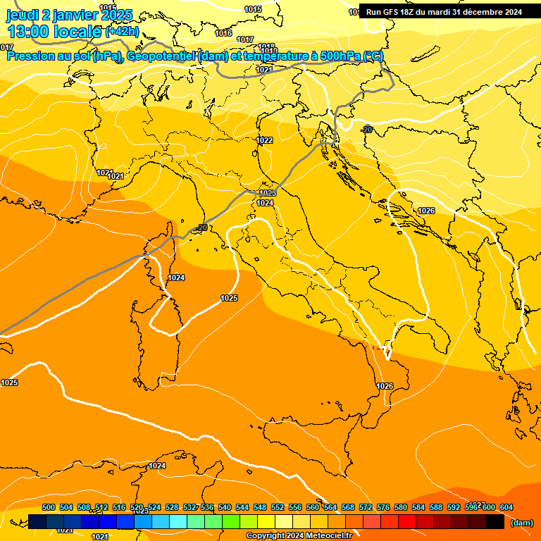 Modele GFS - Carte prvisions 