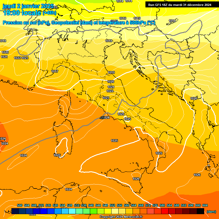 Modele GFS - Carte prvisions 