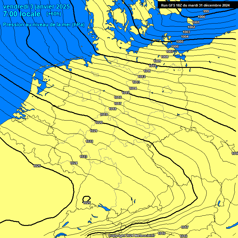 Modele GFS - Carte prvisions 