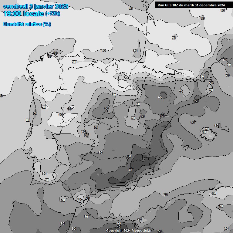 Modele GFS - Carte prvisions 